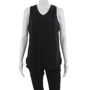 Leallo Women Basic V-Neck Cotton Tank Black Size S